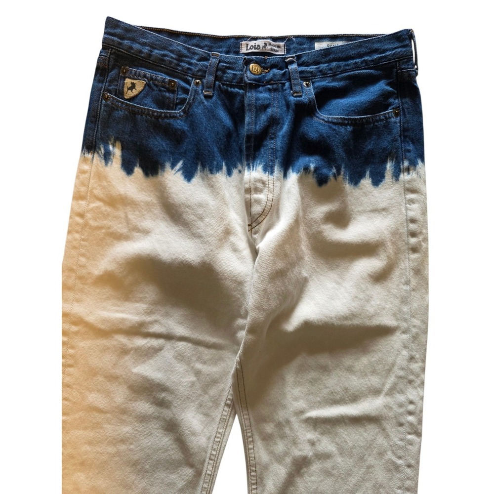 Lois Jeans Dana Loose Dad Jeans 29 Mauroi Dye Dip Bleach Blue White Spain